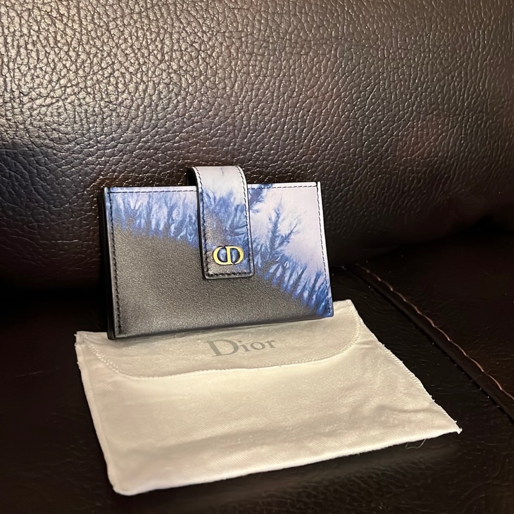 Dior unisex blooms leather CD logo card holder wallet